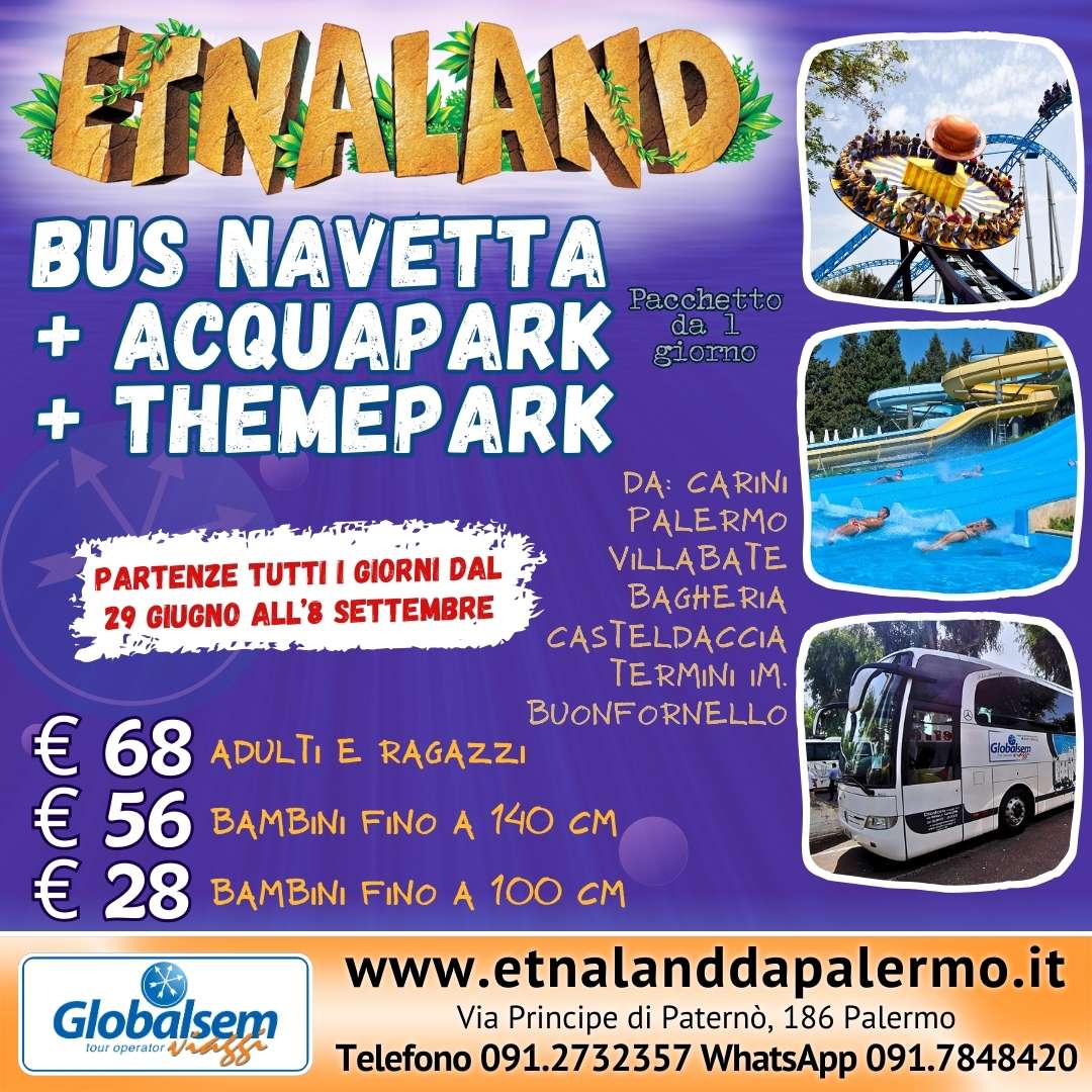 Pullman Bus navetta per Etnaland con Acquapark + Themepark stesso giorno